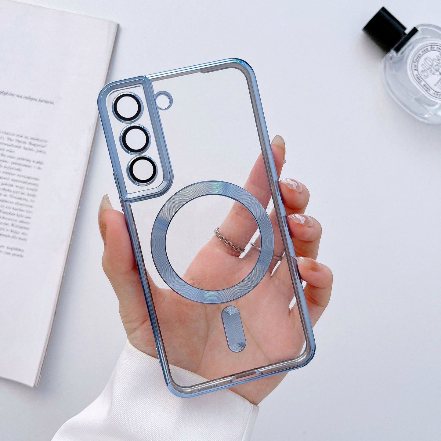 New Electroplating Magnetic Wireless Charge Phone Case with Lens Protector for Samsung