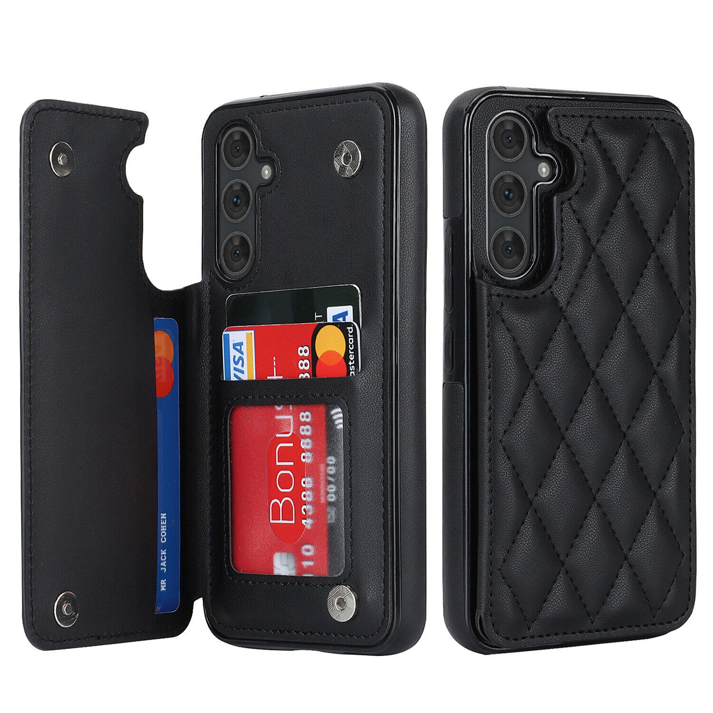 New RFID Blocking PU Leather Card Holder Phone Case for Samsung S24/S24+/S24 Ultra