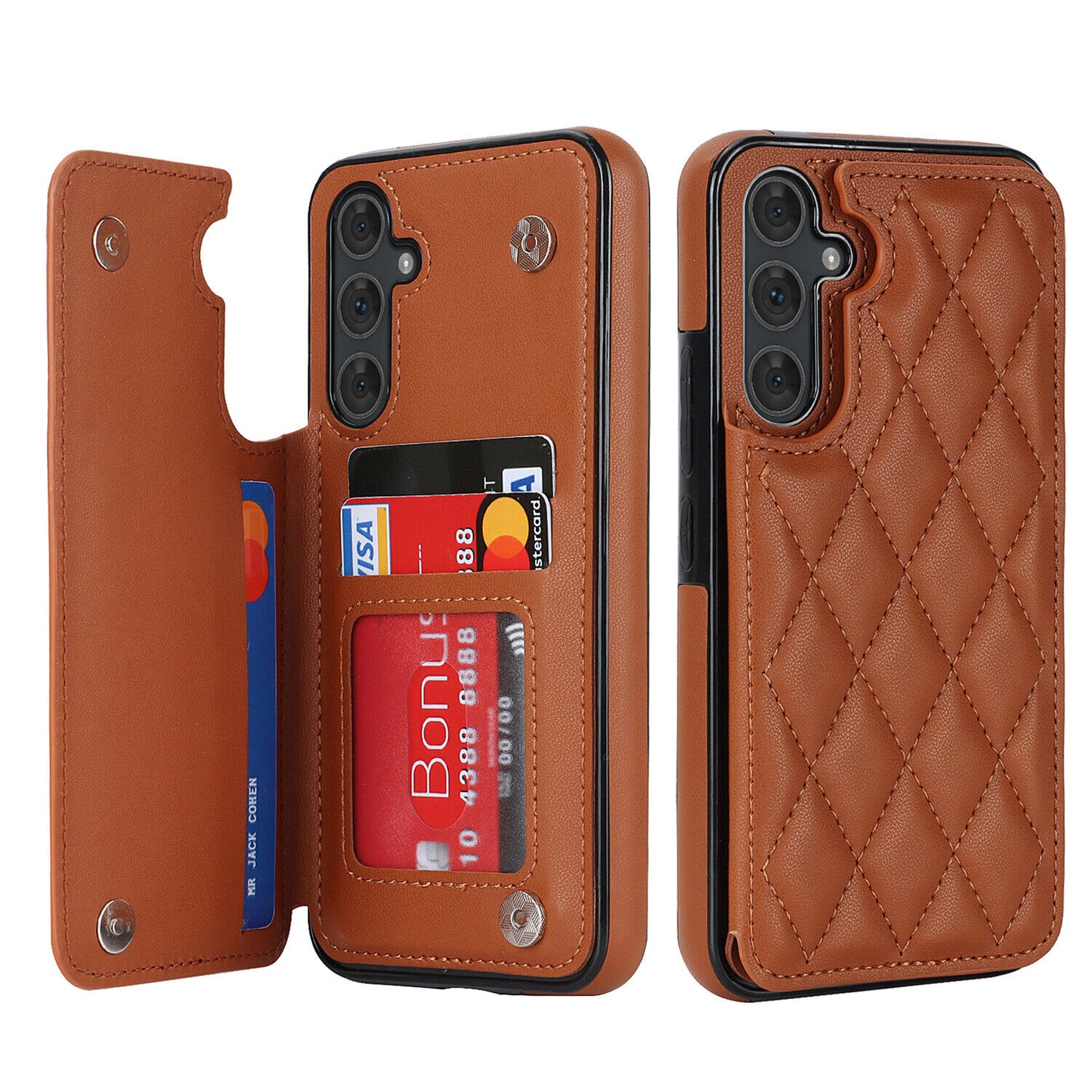 New RFID Blocking PU Leather Card Holder Phone Case for Samsung S24/S24+/S24 Ultra