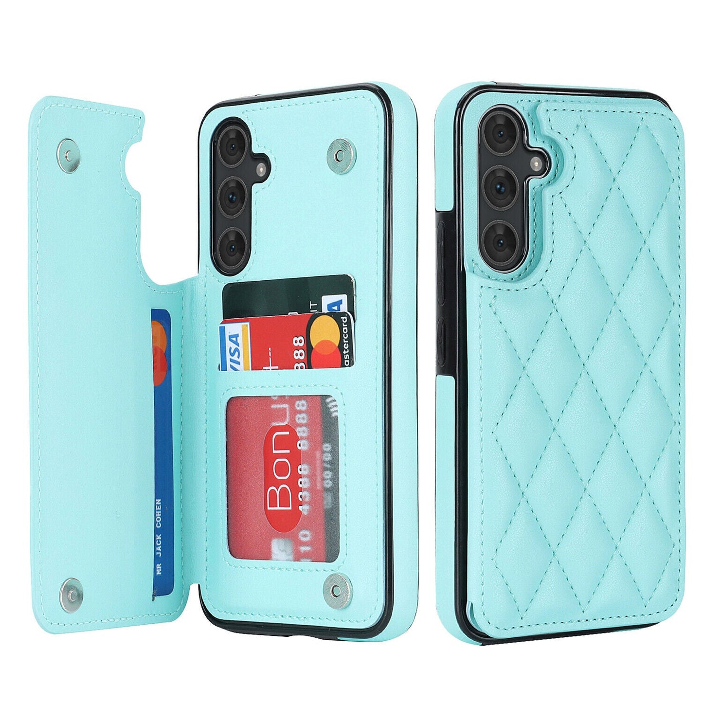 New RFID Blocking PU Leather Card Holder Phone Case for Samsung Galaxy A