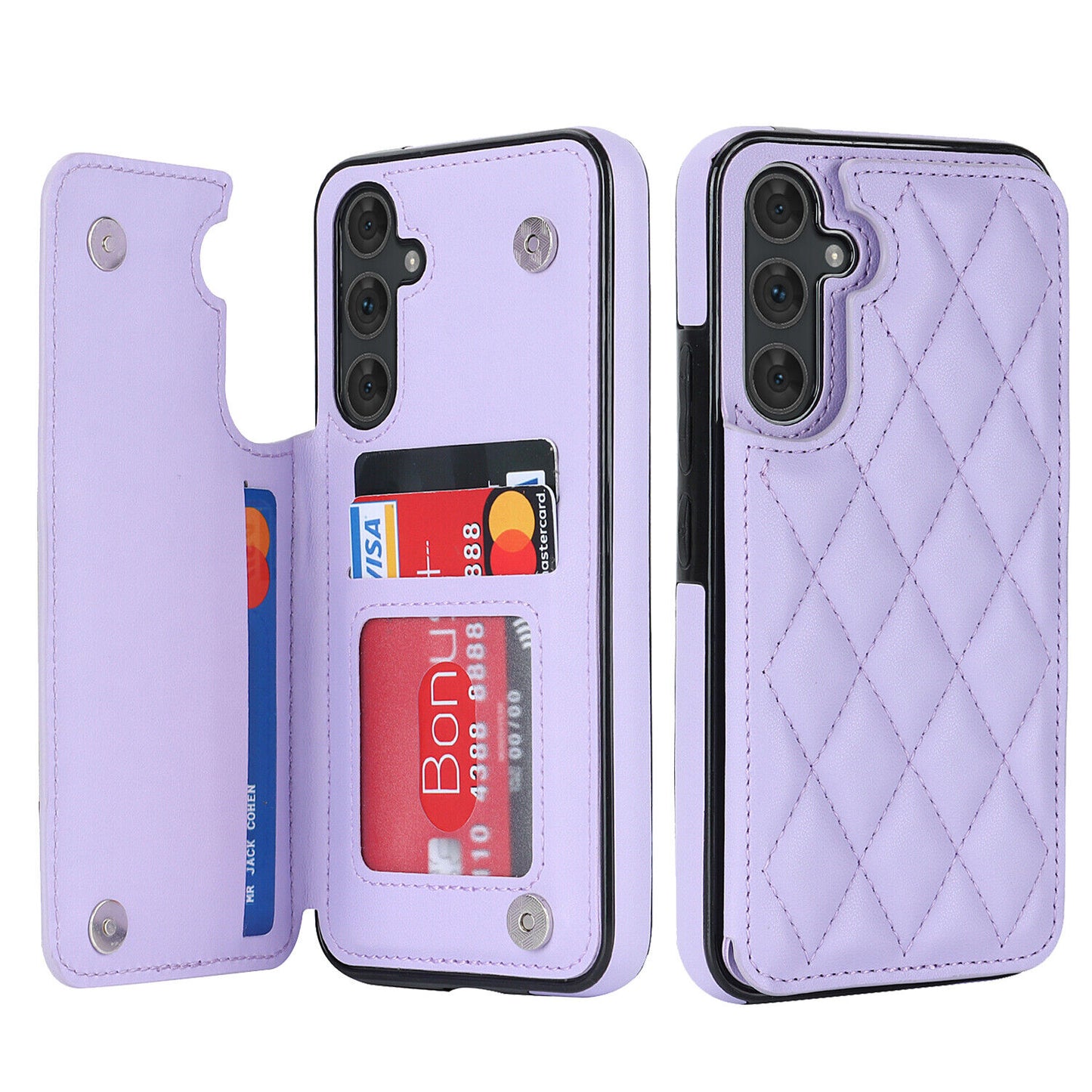 New RFID Blocking PU Leather Card Holder Phone Case for Samsung