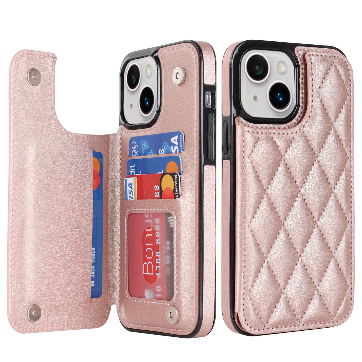 New RFID Blocking PU Leather Card Holder Phone Case for iPhone